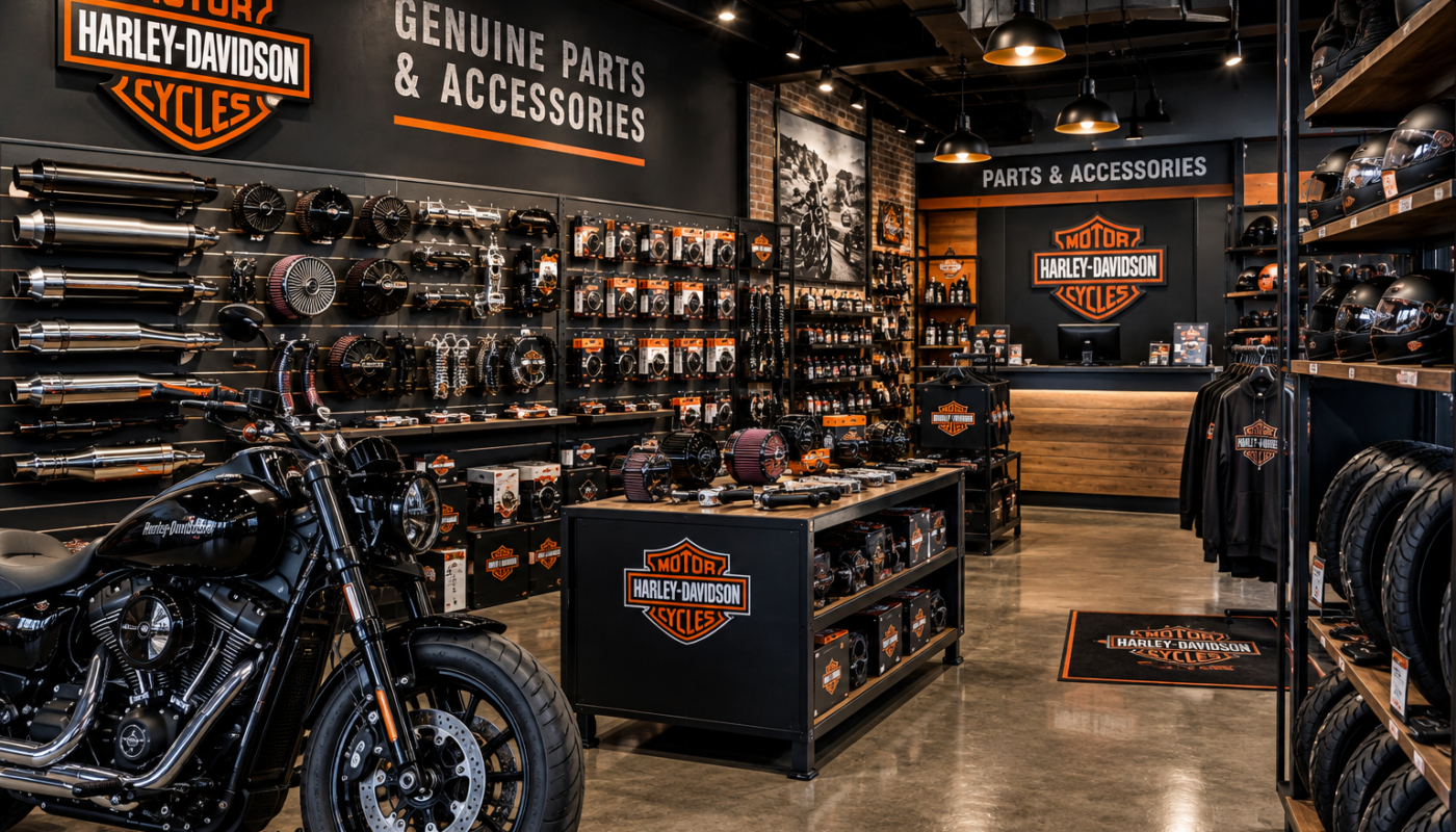 Harley service kit parts laid out on the counter